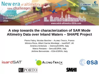 A step towards the characterization of SAR Mode  Altimetry Data over Inland Waters  SHAPE