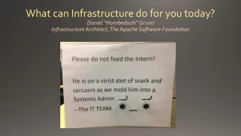 What can Infrastructure do for you today? Daniel  Humbedooh  Gruno  Infrastructure Architect,