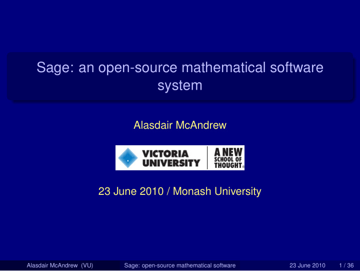 sage an open source mathematical software system