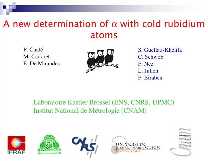 a new determination of with cold rubidium atoms