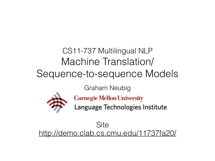 machine translation sequence to sequence models