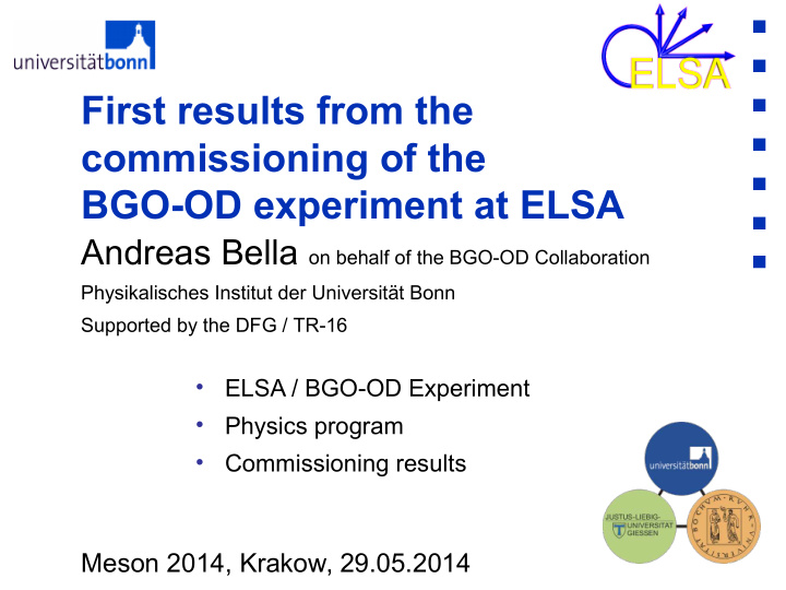 first results from the commissioning of the bgo od