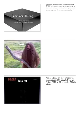 Functional Testing  Software Engineering  Andreas Zeller  Saarland University  Testing  Again, a