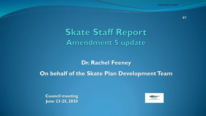 dr rachel feeney on behalf of the skate plan development