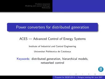 Power converters for distributed generation  ACES  Advanced Control of Energy Systems  Institute