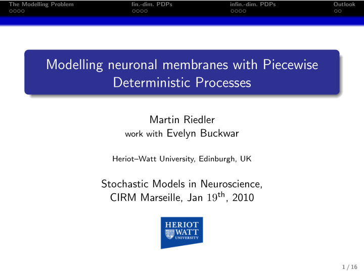 modelling neuronal membranes with piecewise deterministic