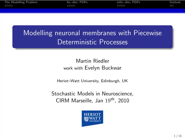 modelling neuronal membranes with piecewise deterministic