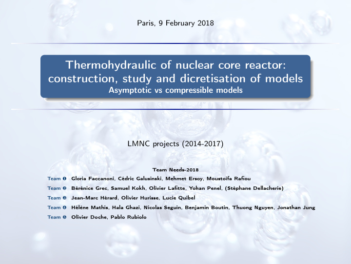 thermohydraulic of nuclear core reactor construction