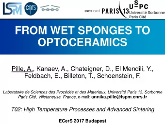 OPTOCERAMICS  Pille, A., Kanaev, A., Chateigner, D., El Mendili, Y.,  Feldbach, E., Billeton, T.,