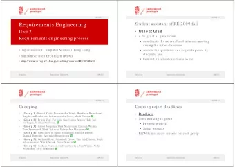 Requirements Engineering   Onno de Graaf  Unit 2:   o.de.graaf at gmail.com  Requirements