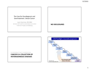 NO DISCLOSURES  Professor of Surgery and Radiology Old Paradigm: inexorable progression  Normal