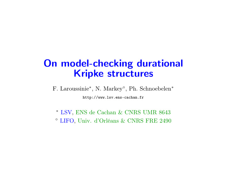 on model checking durational kripke structures