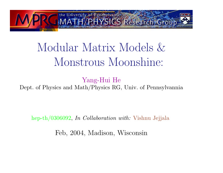 modular matrix models monstrous moonshine