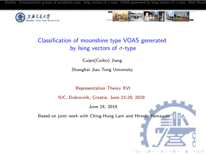 classification of moonshine type voas generated by ising