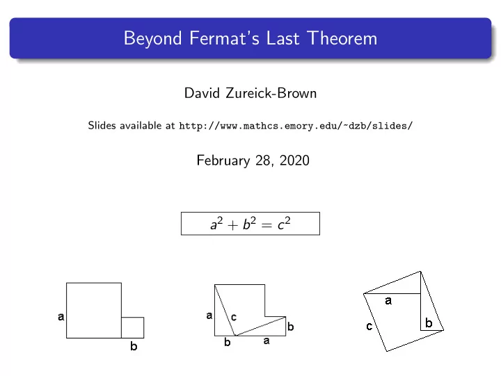 beyond fermat s last theorem