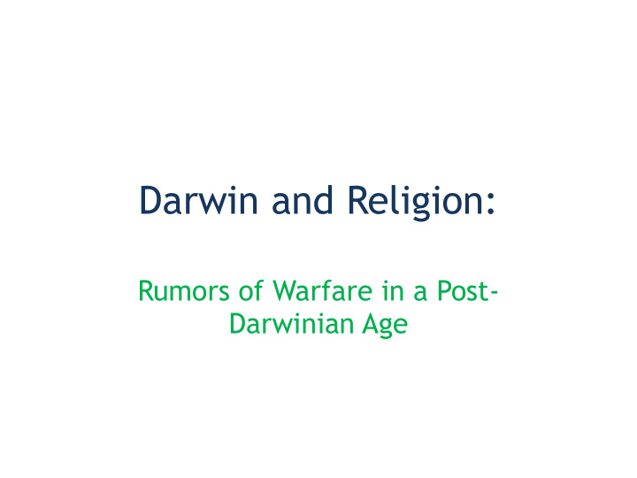 darwin and religion