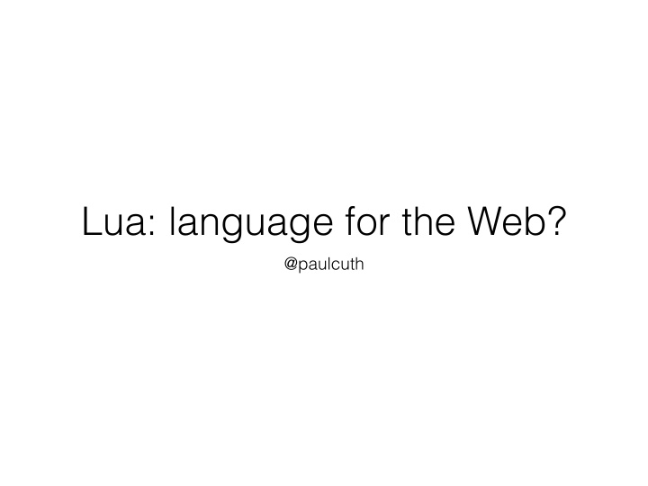lua language for the web
