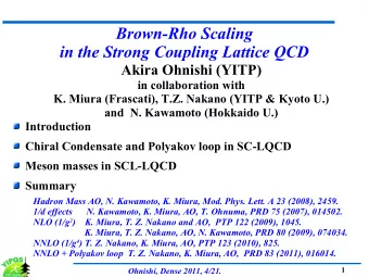 Brown-Rho Scaling  in the Strong Coupling Lattice QCD  Akira Ohnishi (YITP)  in collaboration with