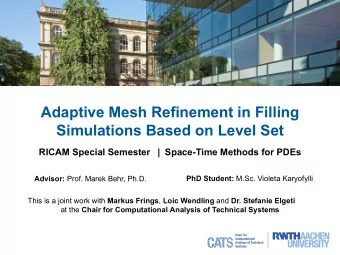 Adaptive Mesh Refinement in Filling  Simulations Based on Level Set  RICAM Special Semester |