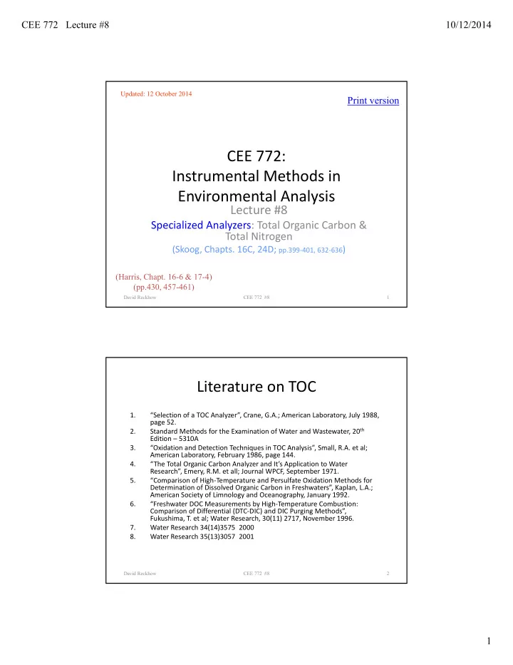 cee 772 instrumental methods in environmental analysis