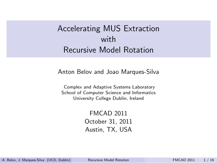 accelerating mus extraction with recursive model rotation