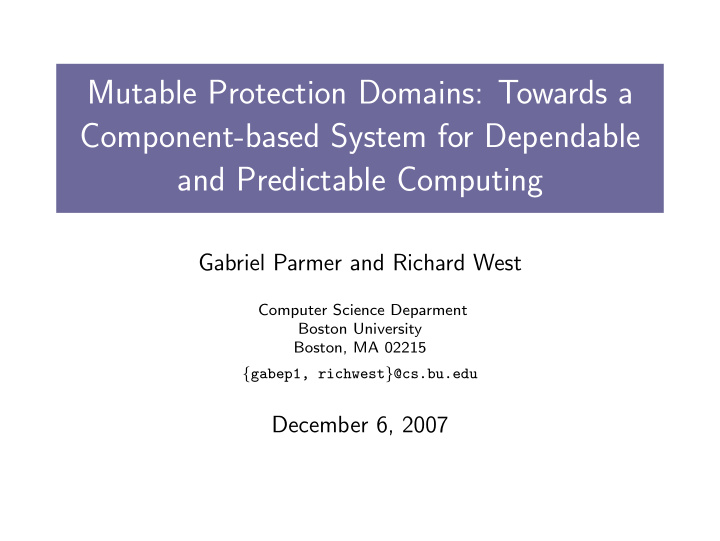 mutable protection domains towards a component based