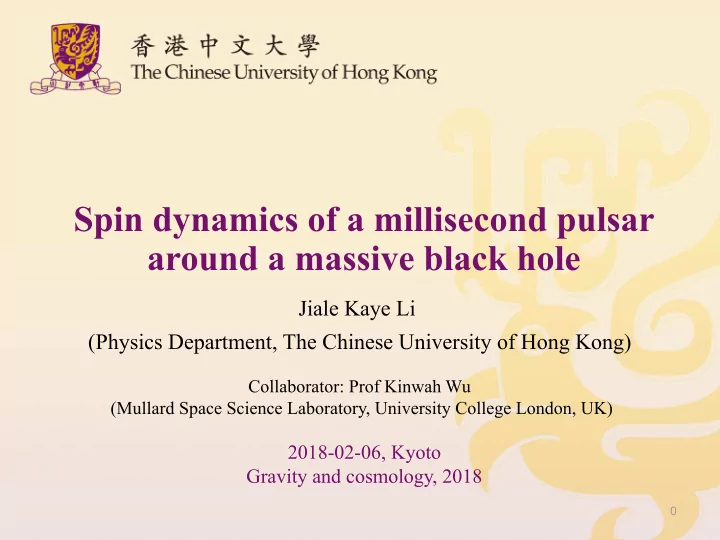 spin dynamics of a millisecond pulsar around a massive