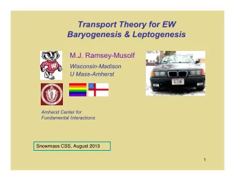 Transport Theory for EW  Baryogenesis &amp; Leptogenesis  M.J. Ramsey-Musolf  Wisconsin-Madison  U