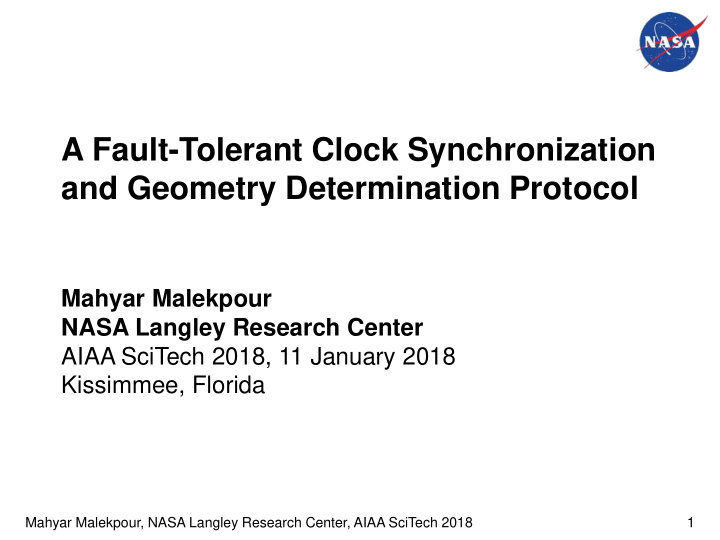 a fault tolerant clock synchronization and geometry