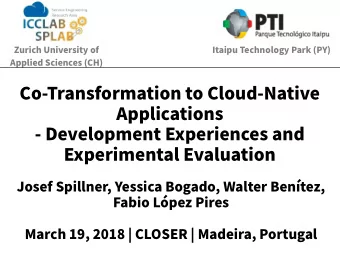 C  o  -  T  r  a  n  s  f  o  r  ma  t  i  o  n  t  o  C  l  o  u  d  -  N  a  t  i  v  e  A  p  p