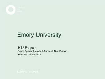 Emory University  MBA Program  Trip to Sydney, Australia &amp; Auckland, New Zealand  February -