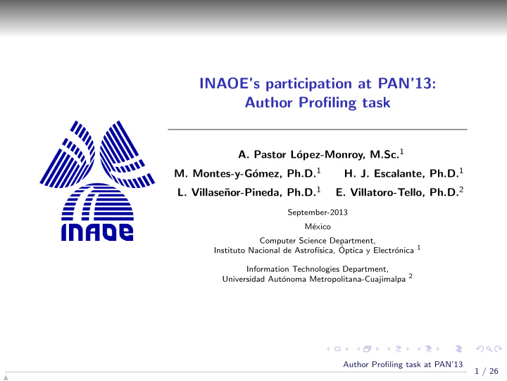 inaoe s participation at pan 13 author profiling task