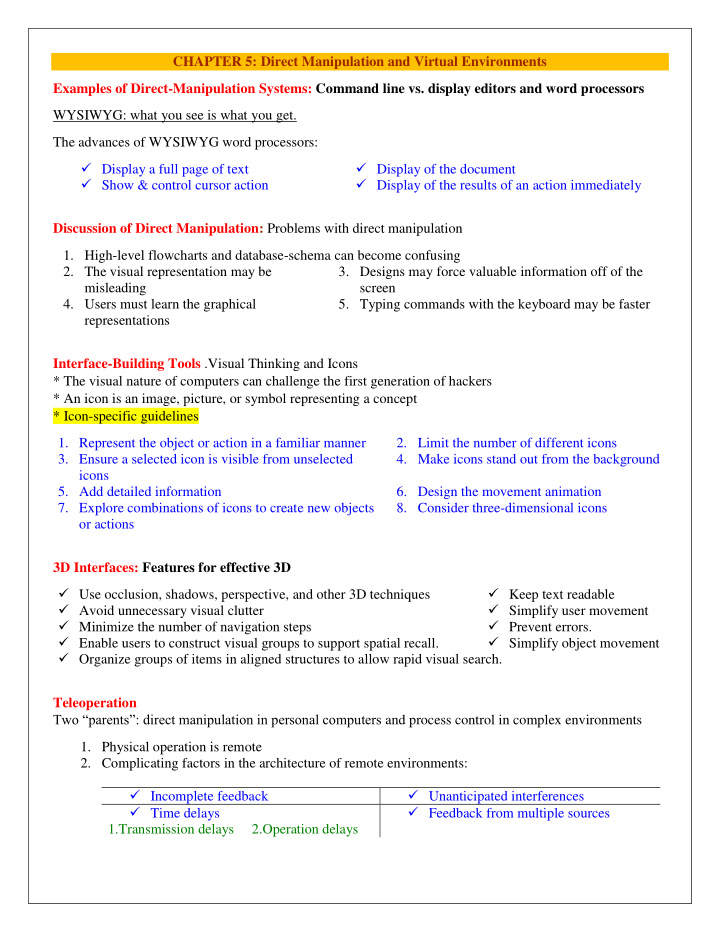 chapter 5 direct manipulation and virtual environments