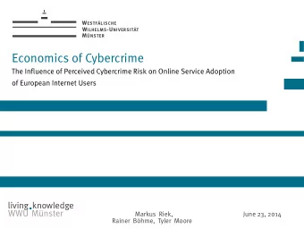 Economics of Cybercrime  The Influence of Perceived Cybercrime Risk on Online Service Adoption  of