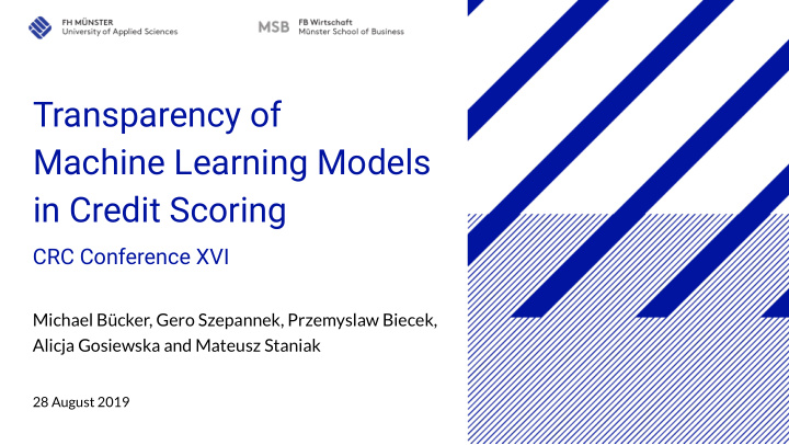 transparency of machine learning models in credit scoring