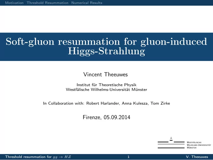 soft gluon resummation for gluon induced higgs strahlung