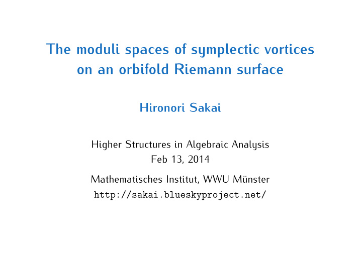 the moduli spaces of symplectic vortices on an orbifold