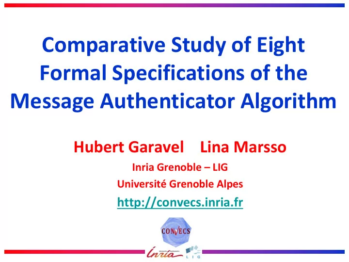 comparative study of eight formal specifications of the