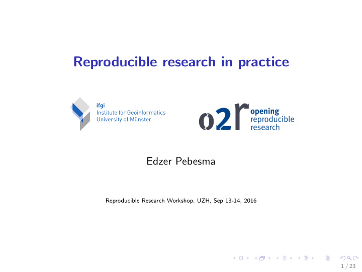 reproducible research in practice