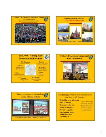 Fall 2005  Spring 2019  We have live, synchronous, real-  International Partners  time