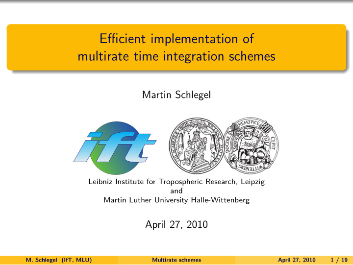 efficient implementation of multirate time integration