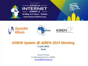 ASREN  Update  @  AfREN  2015  Mee4ng    1  June  2015    Tunis