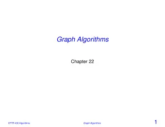 Graph Algorithms  Chapter 22  1  CPTR 430 Algorithms  Graph Algorithms  Why Study Graph Algorithms?