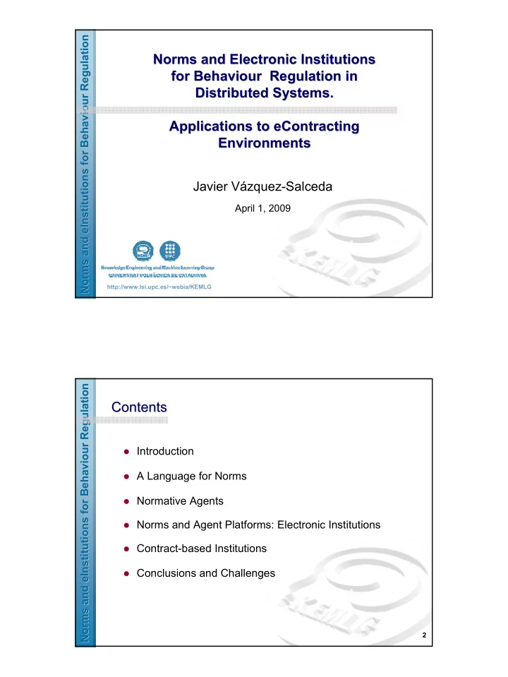 norms and and electronic electronic institutions