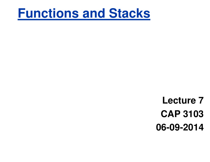 functions and stacks