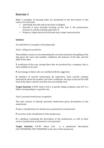 Exercise  1      Make   2   examples   of   learning   tasks   not