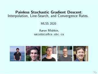Painless Stochastic Gradient Descent :  Interpolation, Line-Search, and Convergence Rates.  MLSS