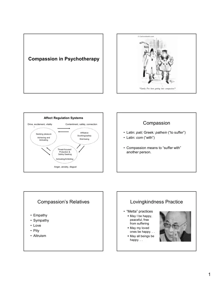 compassion in psychotherapy