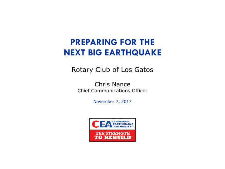 preparing for the next big earthquake