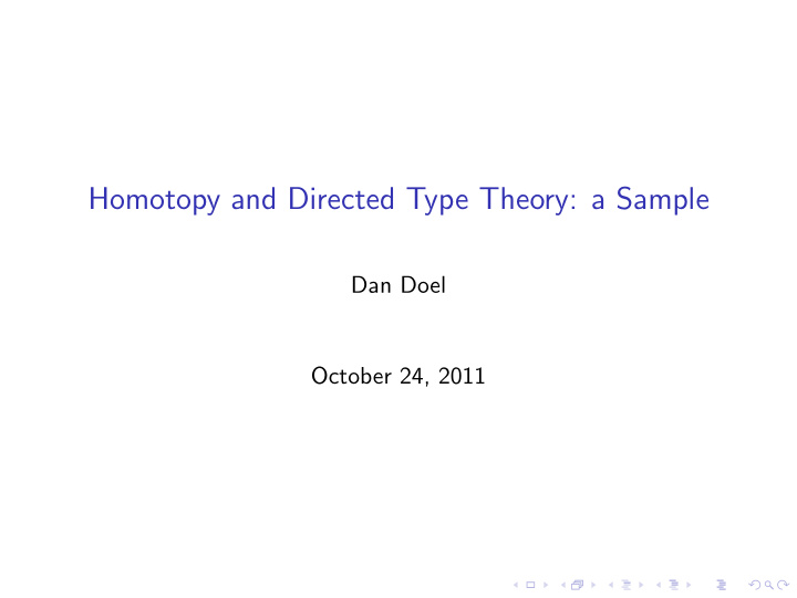 homotopy and directed type theory a sample